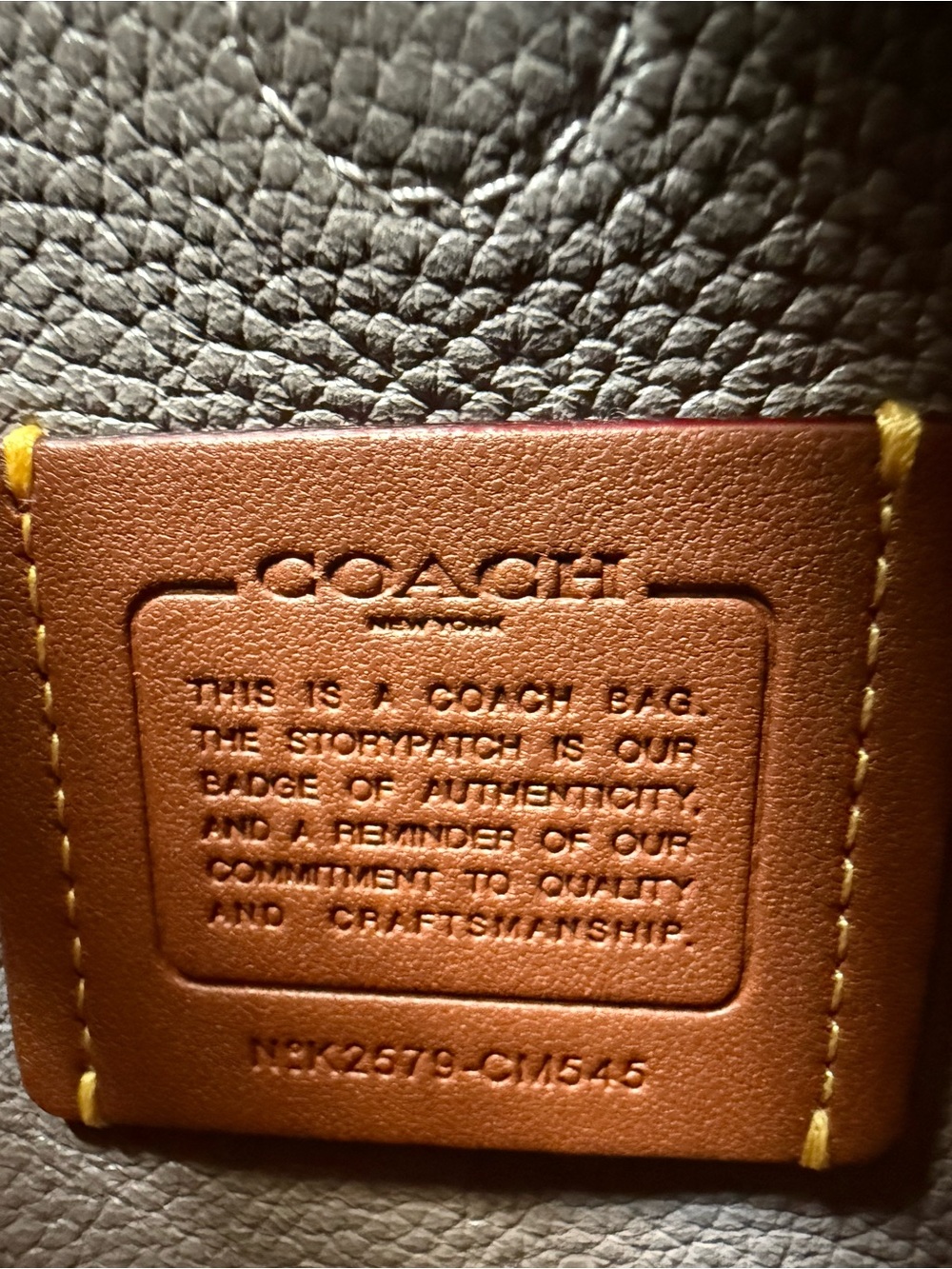 Coach Pebbled Leather Handbag in purplish Gray with Gold Accent - Picture 7 of 9